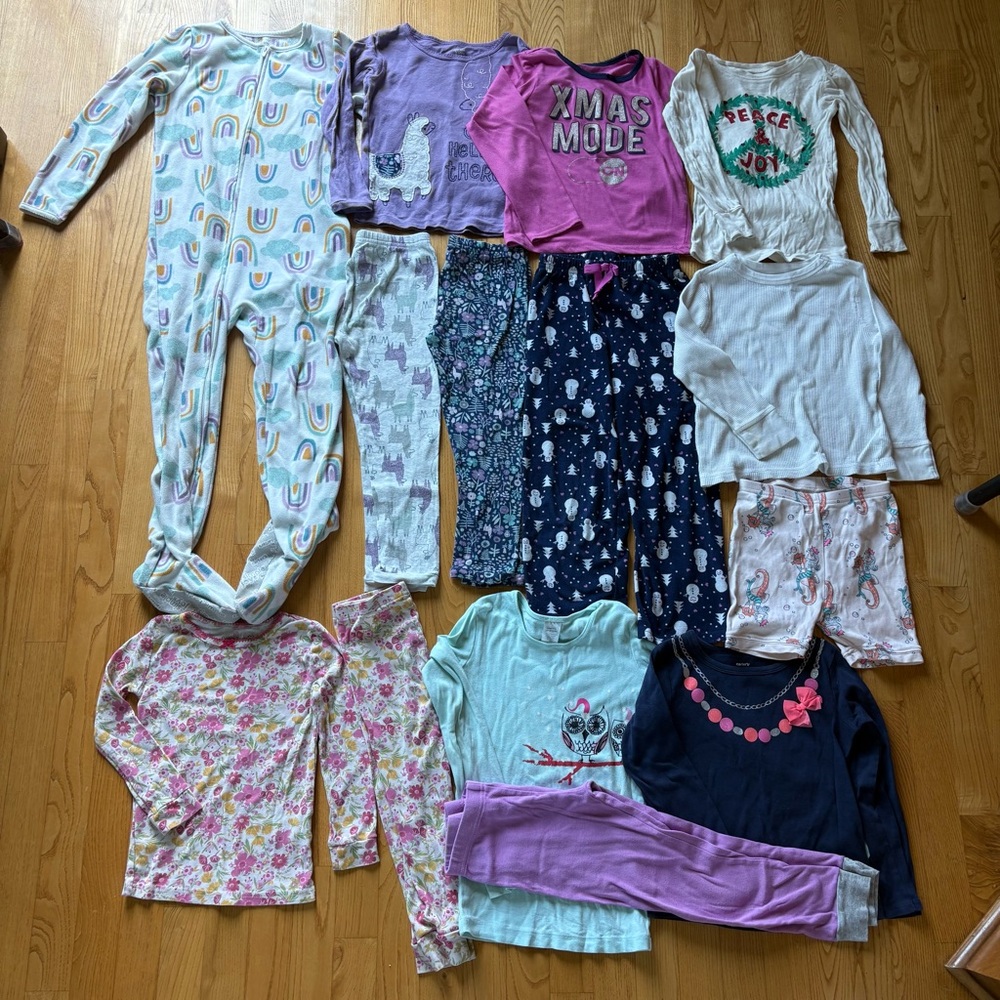 14 Piece Girls Pajamas Sets 2 Pc Lot Sizes 4T 4 5 5T XS Small Fall Spring Winter